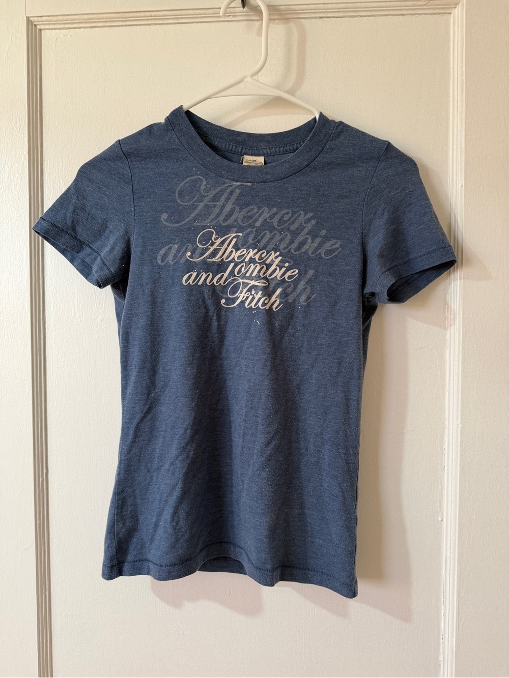 Abercrombie & Fitch Y2K Navy Blue Script Logo Tee